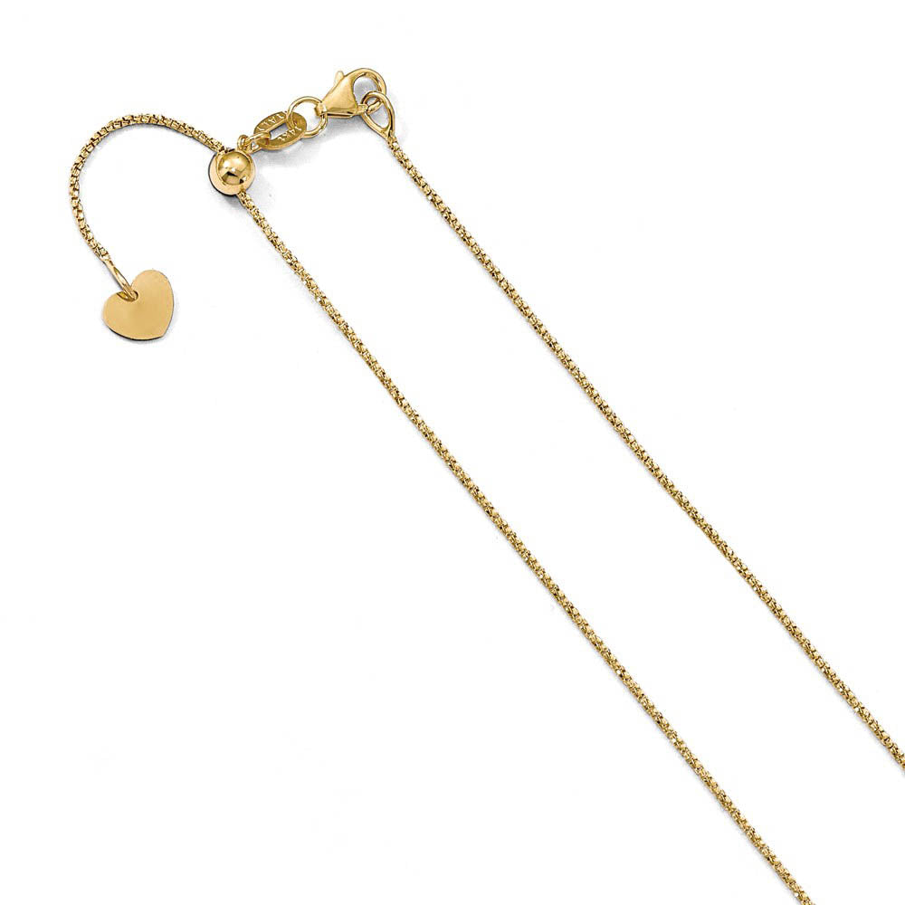 0.9mm 14k Yellow Gold D/C Twisted Box Adjustable Chain Necklace, 22in, Item C9933 by The Black Bow Jewelry Co.