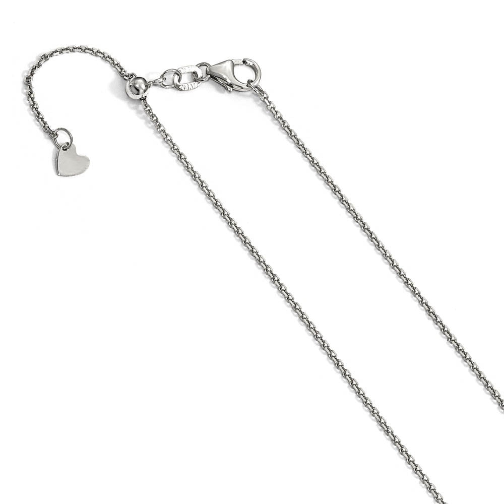 1.25mm 14k White Gold Adjustable D/C Cable Chain Necklace, 22 Inch, Item C9938 by The Black Bow Jewelry Co.