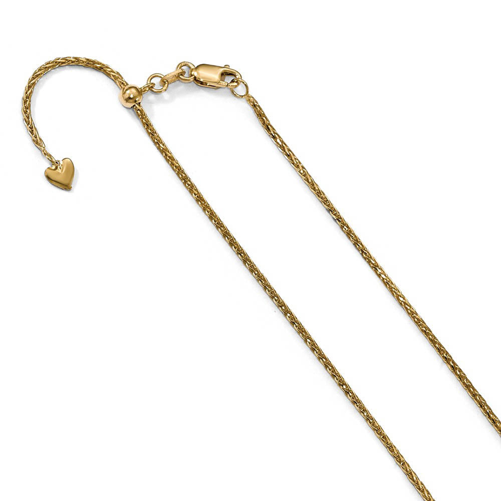 1.3mm, 14k Yellow Gold Adjustable D/C Wheat Chain Necklace, 22 Inch, Item C9939 by The Black Bow Jewelry Co.