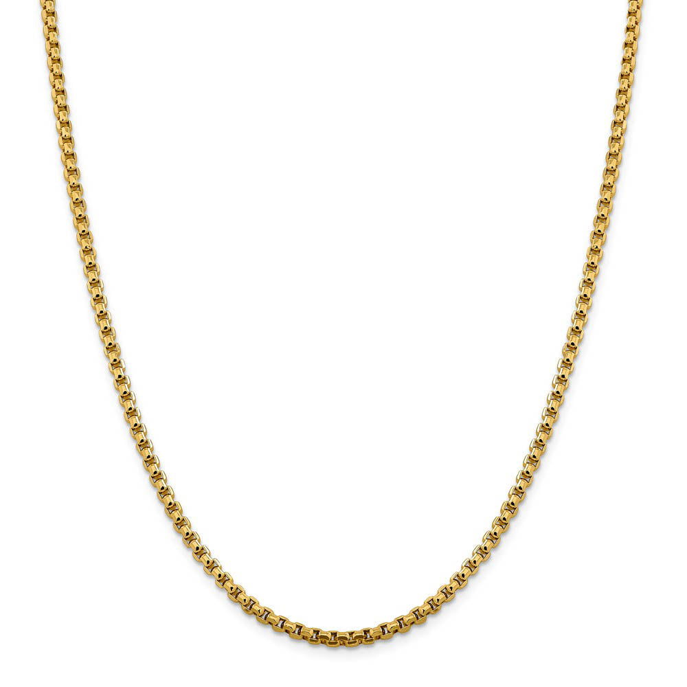 Alternate view of the 3.5mm, 14k Yellow Gold Hollow Round Box Chain Necklace by The Black Bow Jewelry Co.