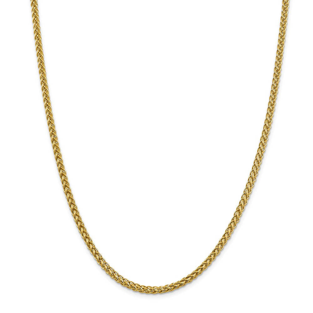 Alternate view of the 4.3mm, 14k Yellow Gold Hollow Wheat Chain Necklace by The Black Bow Jewelry Co.