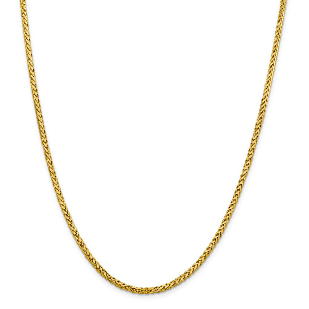 Alternate view of the 2.5mm, 14k Yellow Gold D/C Hollow Wheat Chain Necklace by The Black Bow Jewelry Co.