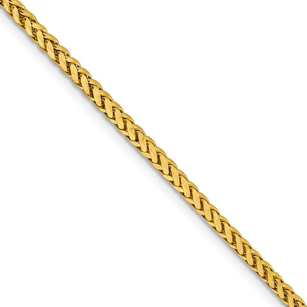2.5mm, 14k Yellow Gold D/C Hollow Wheat Chain Necklace