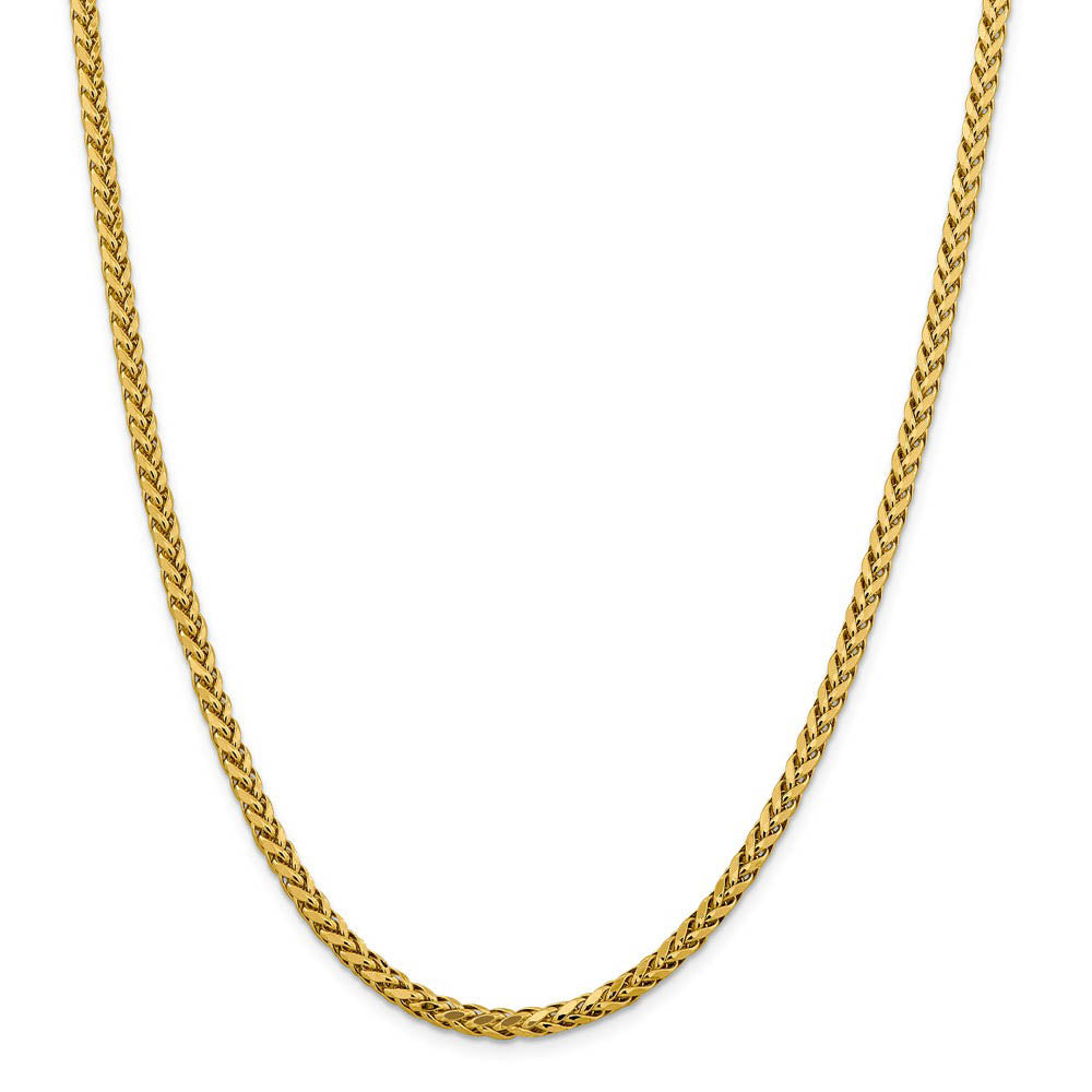 Alternate view of the 3.7mm, 14k Yellow Gold D/C Hollow Wheat Chain Necklace by The Black Bow Jewelry Co.