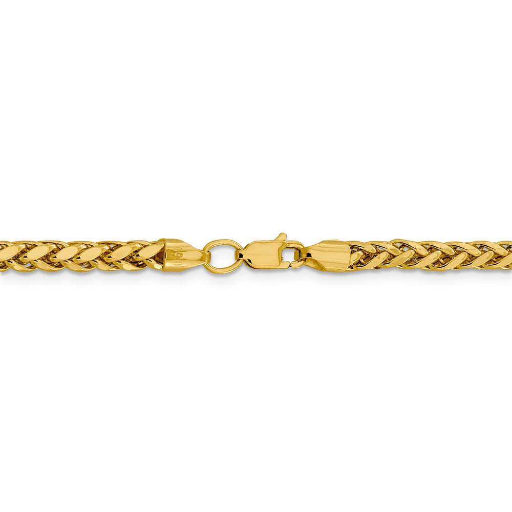 Alternate view of the 3.7mm, 14k Yellow Gold D/C Hollow Wheat Chain Necklace by The Black Bow Jewelry Co.