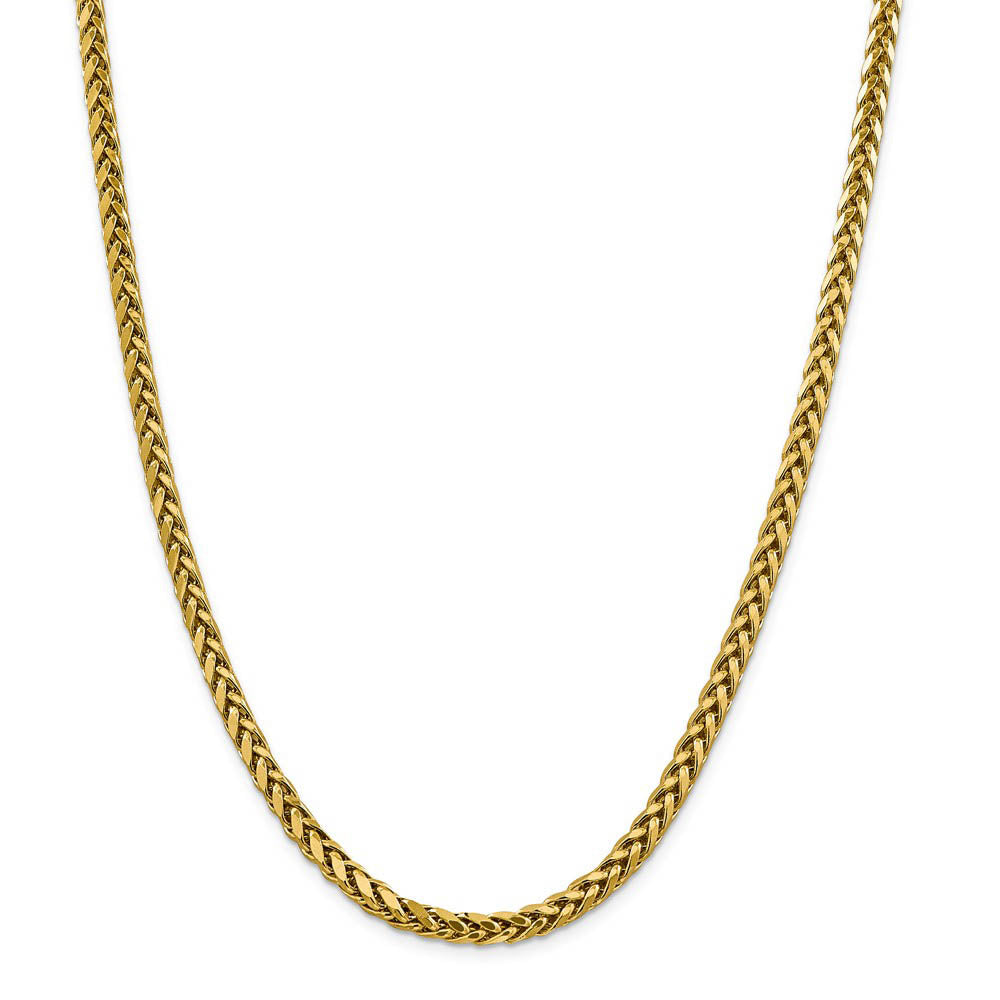 Alternate view of the Men's 5mm, 14k Yellow Gold D/C Hollow Wheat Chain Necklace by The Black Bow Jewelry Co.