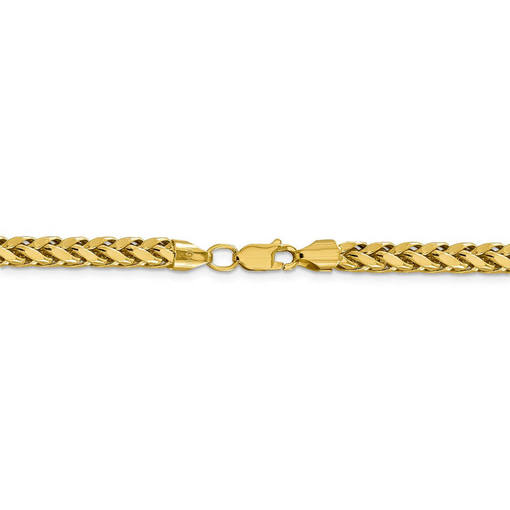 Alternate view of the Men's 5mm, 14k Yellow Gold D/C Hollow Wheat Chain Necklace by The Black Bow Jewelry Co.