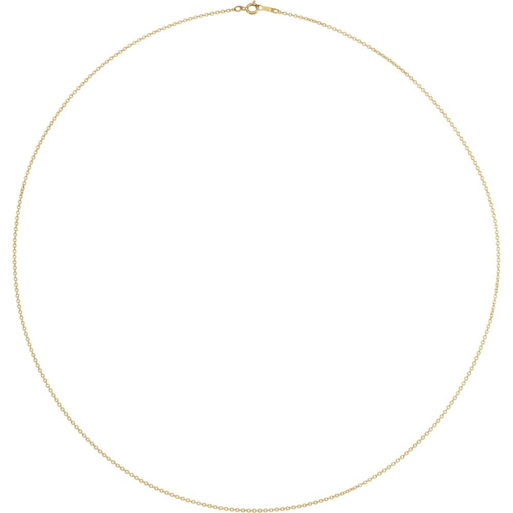 Alternate view of the 10k Yellow Gold 1mm Solid Cable Chain Necklace by The Black Bow Jewelry Co.