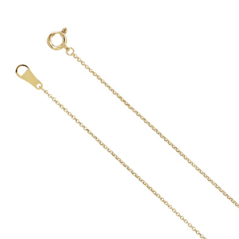 10k Yellow Gold 1mm Solid Rolo Chain Necklace