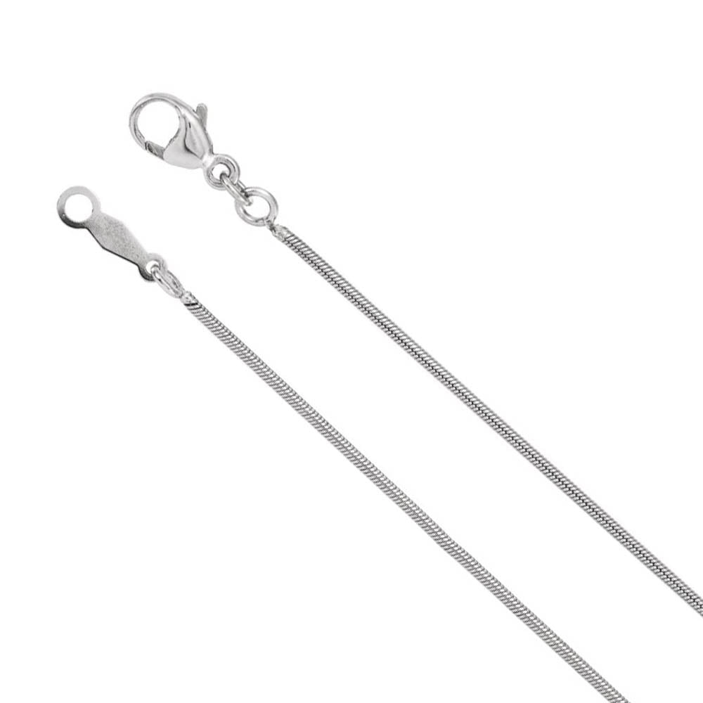 Platinum 1mm Solid Round Snake Chain Necklace