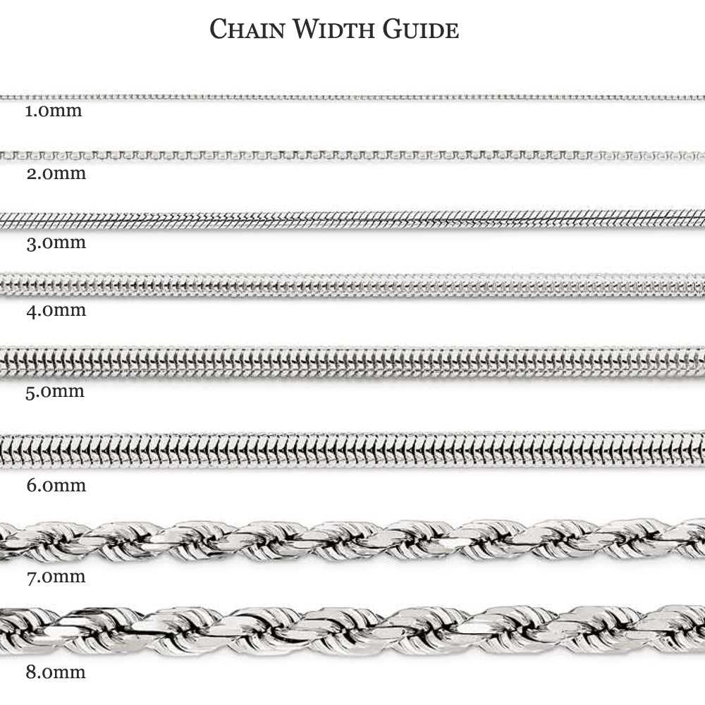The Black Bow Jewelry Company Chain Width Guide