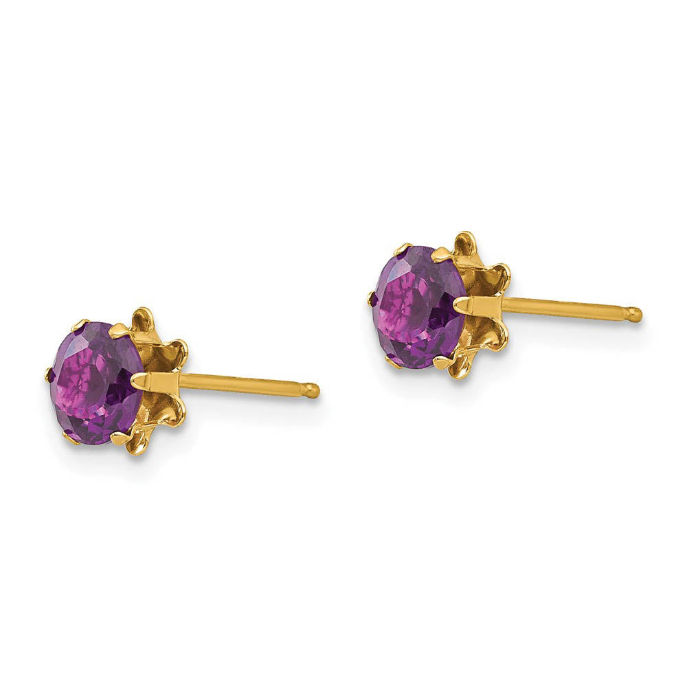 Alternate view of the Kids 5mm Synthetic Alexandrite Birthstone 14k Gold Stud Earrings by The Black Bow Jewelry Co.
