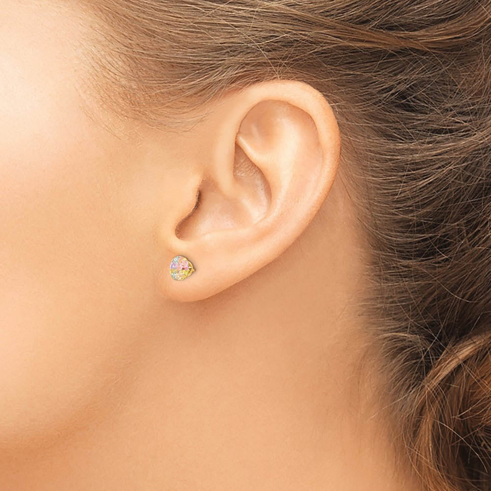 Alternate view of the 6mm Round Multicolor Cubic Zirconia Stud Earrings in 14k Yellow Gold by The Black Bow Jewelry Co.