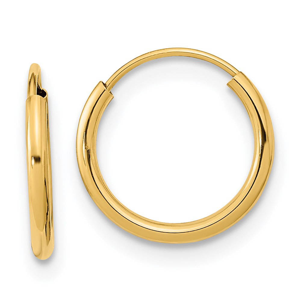 12mm Children's Endless Hoop Earrings in 14k Yellow Gold, Item E10087 by The Black Bow Jewelry Co.