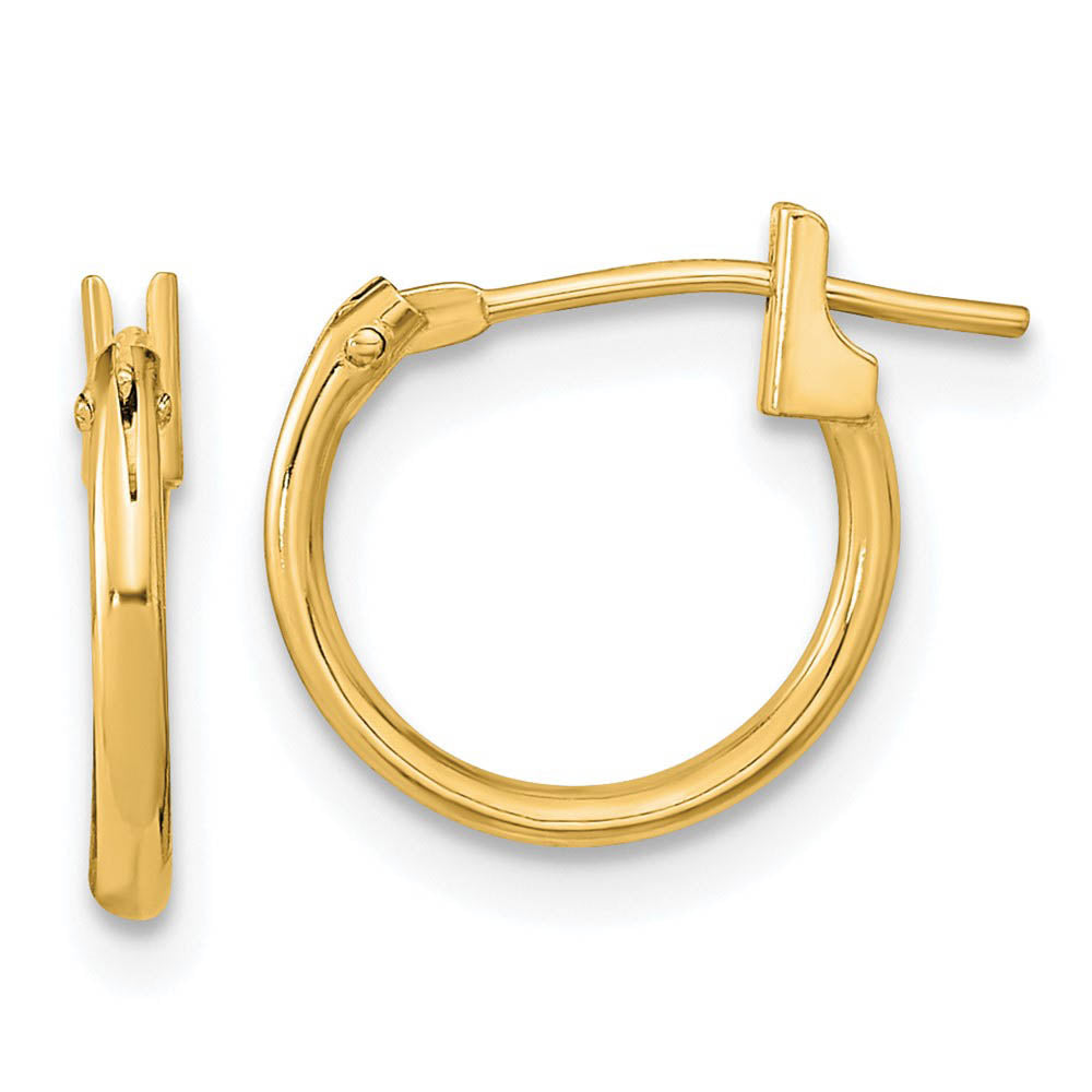 11mm Children's Hinged Post Hoop Earrings in 14k Yellow Gold, Item E10091 by The Black Bow Jewelry Co.