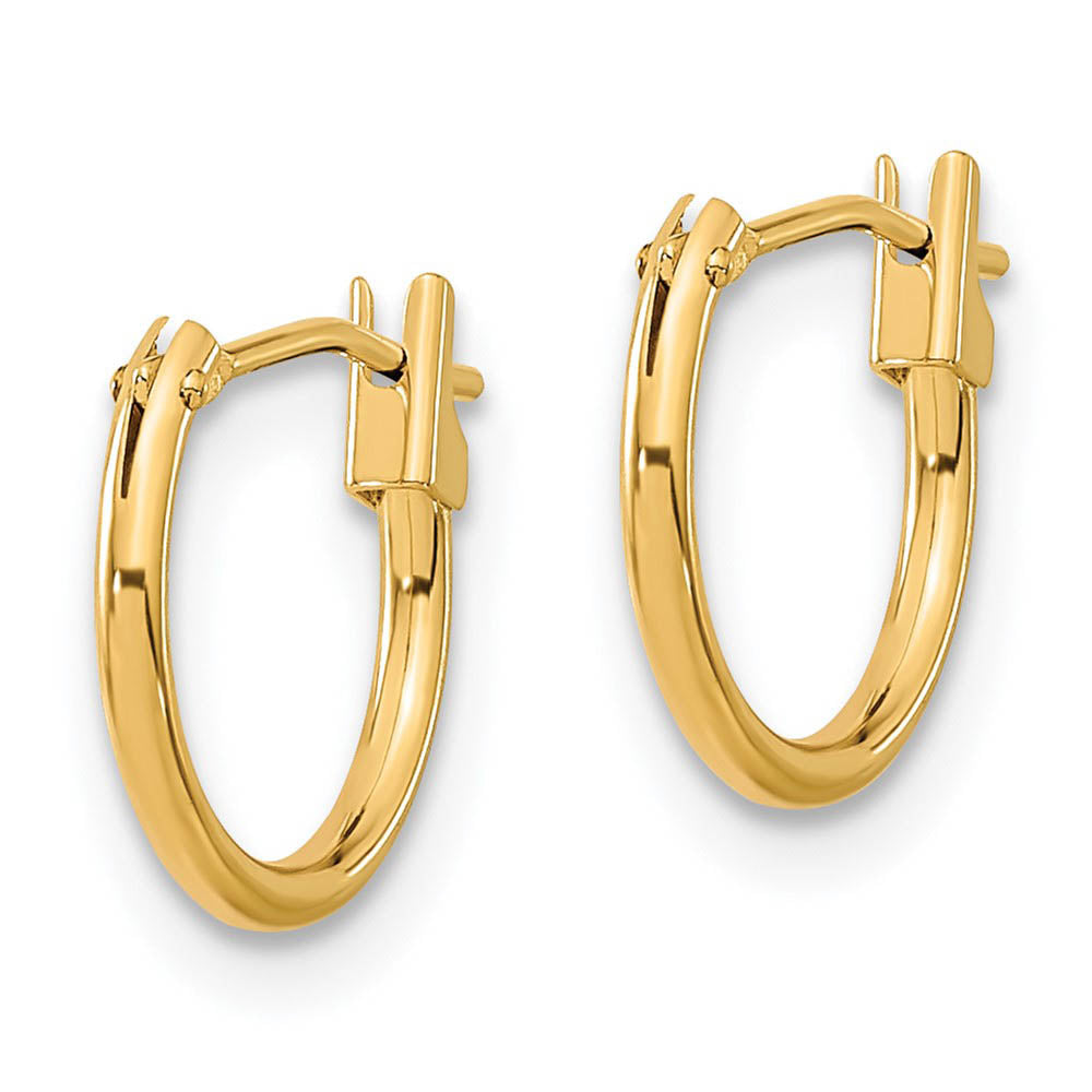 Alternate view of the 11mm Children's Hinged Post Hoop Earrings in 14k Yellow Gold by The Black Bow Jewelry Co.