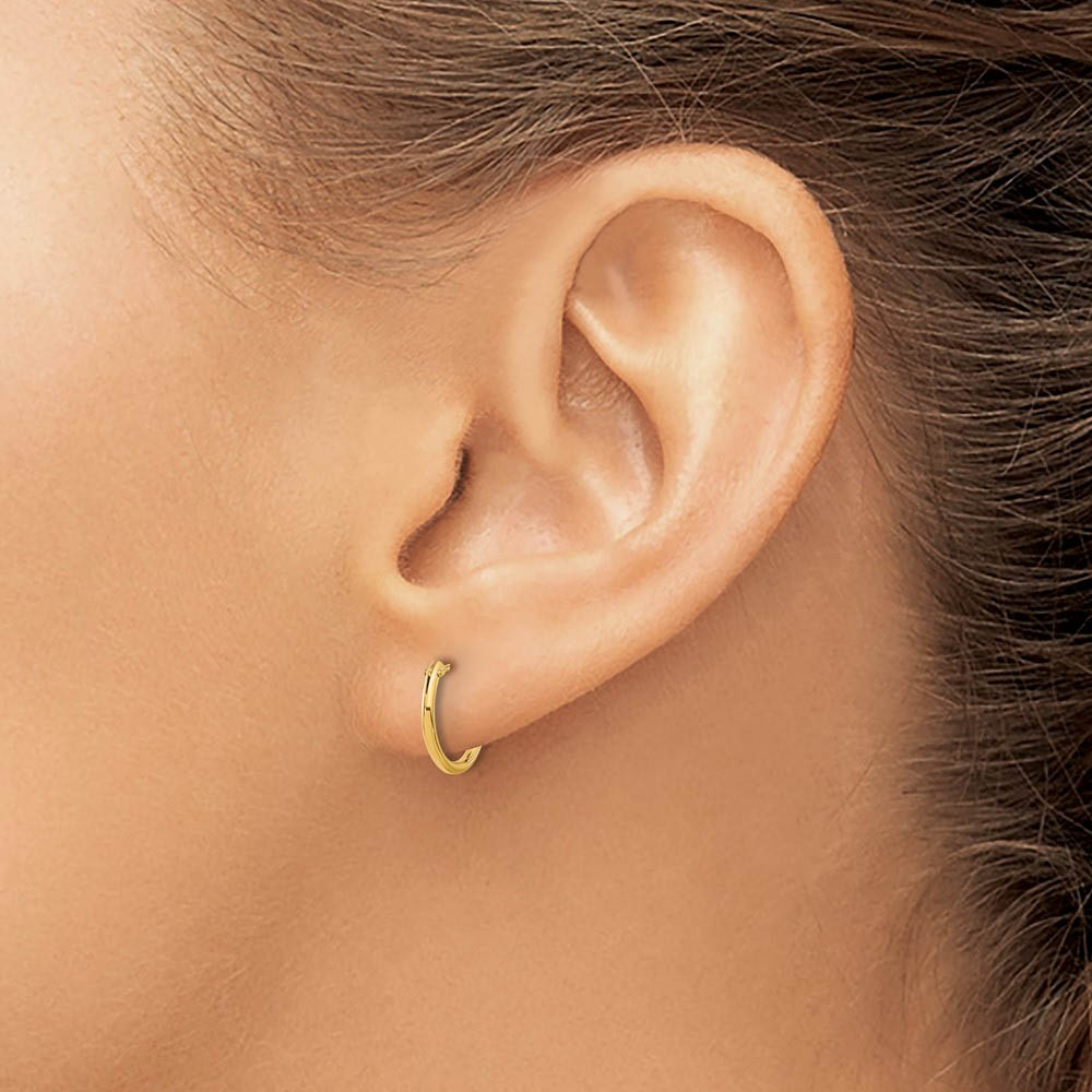 Alternate view of the 11mm Children's Hinged Post Hoop Earrings in 14k Yellow Gold by The Black Bow Jewelry Co.