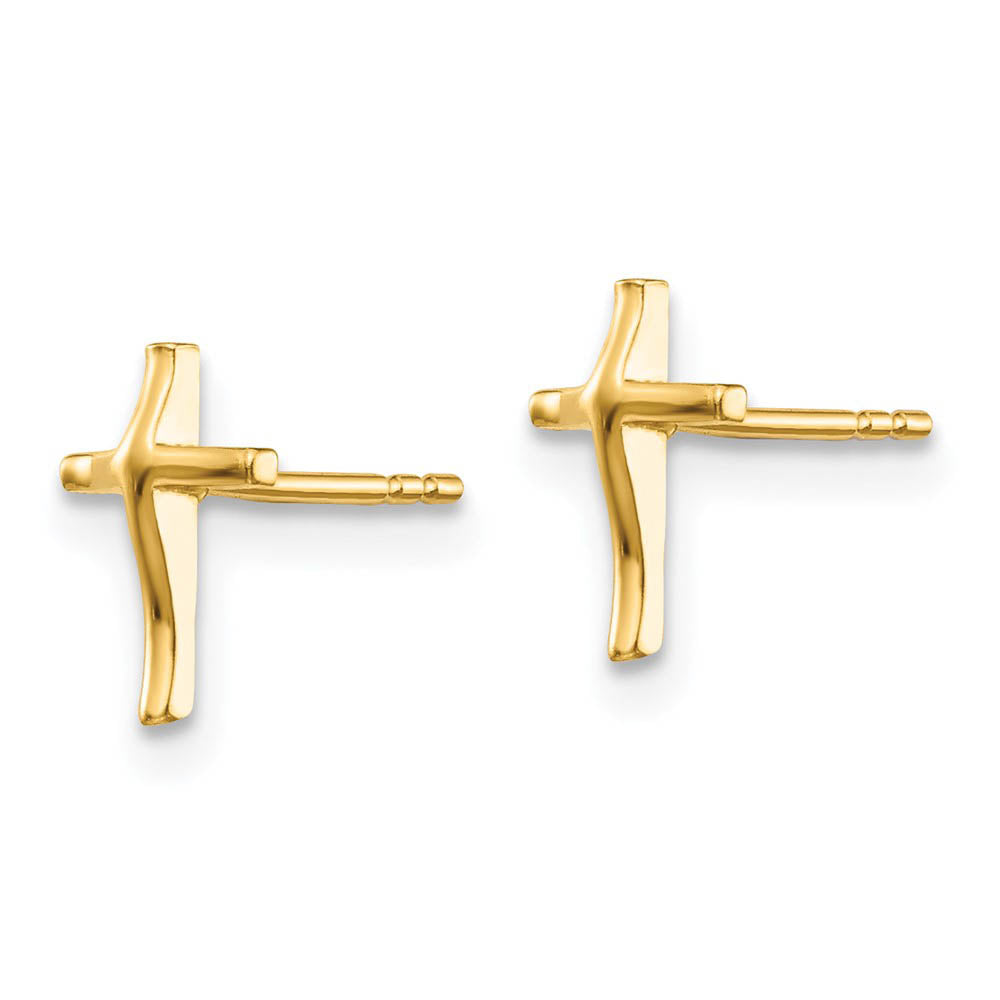 Alternate view of the Children's 14k Yellow Gold 8mm Polished Latin Cross Post Earrings by The Black Bow Jewelry Co.