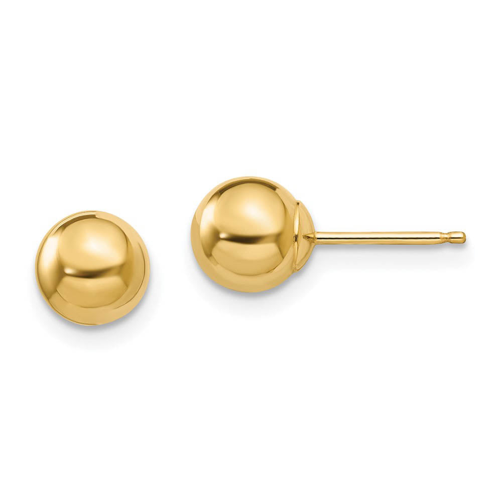 6mm Polished Ball Friction Back Stud Earrings in 14k Yellow Gold, Item E10170 by The Black Bow Jewelry Co.