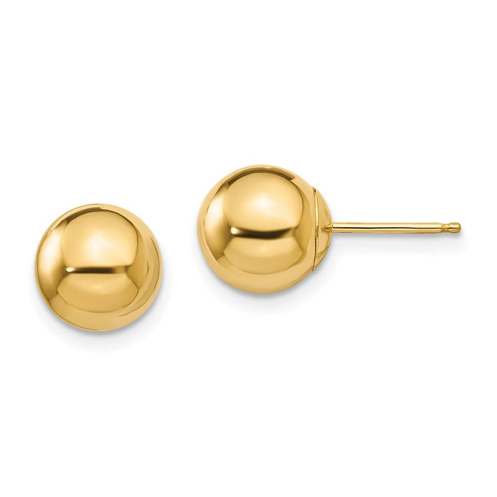 8mm Polished Ball Friction Back Stud Earrings in 14k Yellow Gold, Item E10172 by The Black Bow Jewelry Co.