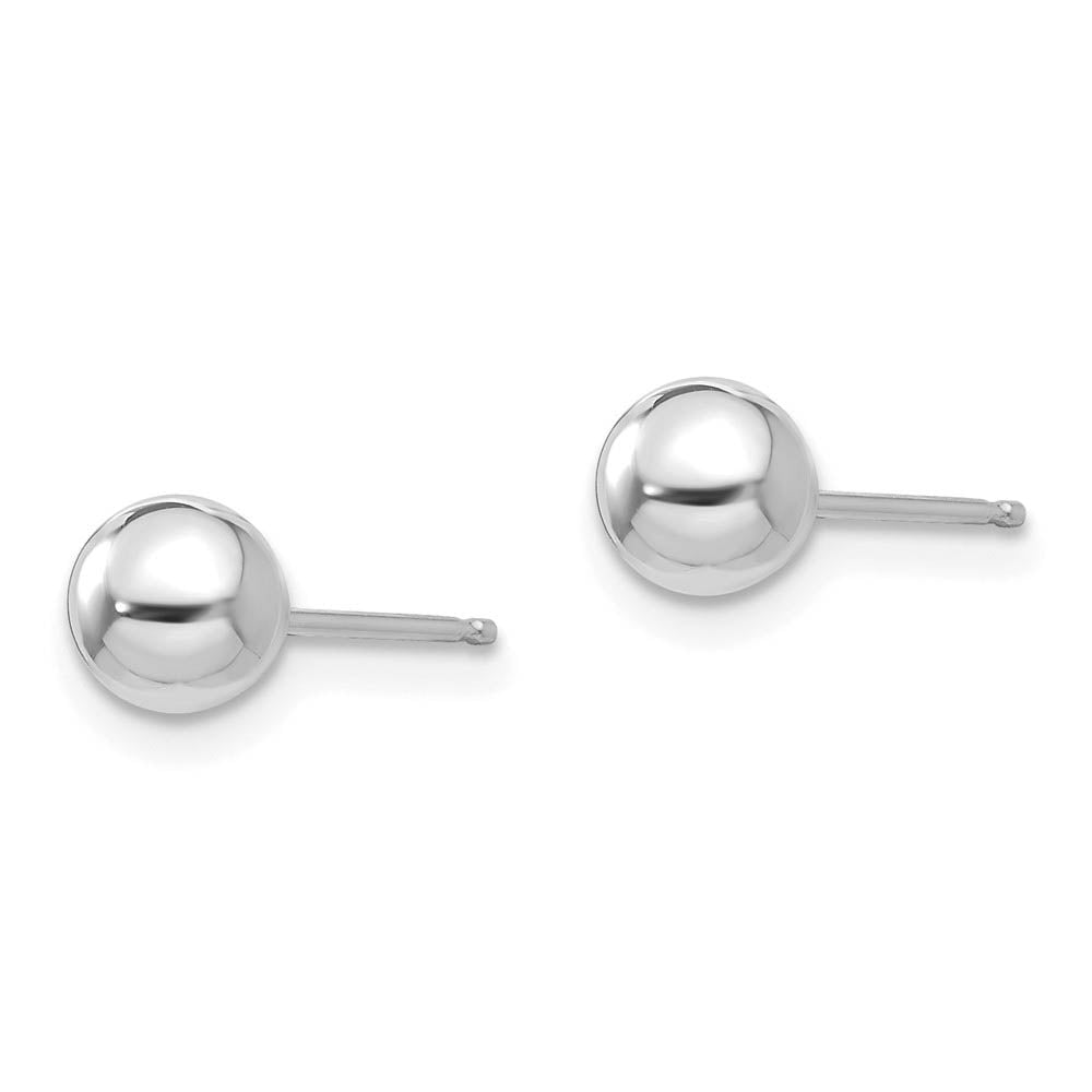 Alternate view of the 14k White Gold 5mm Polished Ball Silicone Push Back Stud Earrings by The Black Bow Jewelry Co.