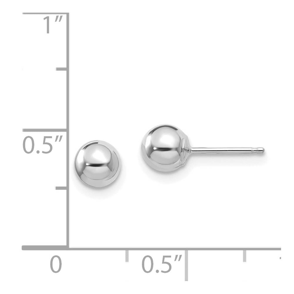 Alternate view of the 14k White Gold 5mm Polished Ball Silicone Push Back Stud Earrings by The Black Bow Jewelry Co.