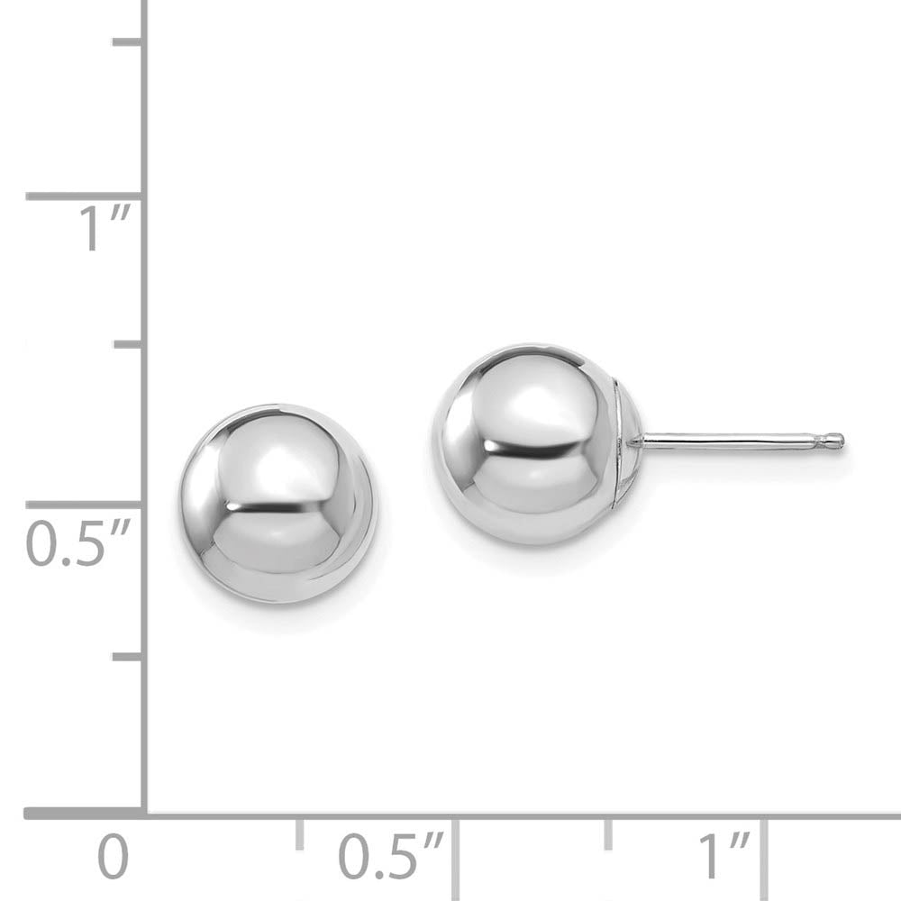 Alternate view of the 14k White Gold 8mm Polished Ball Silicone Push Back Stud Earrings by The Black Bow Jewelry Co.