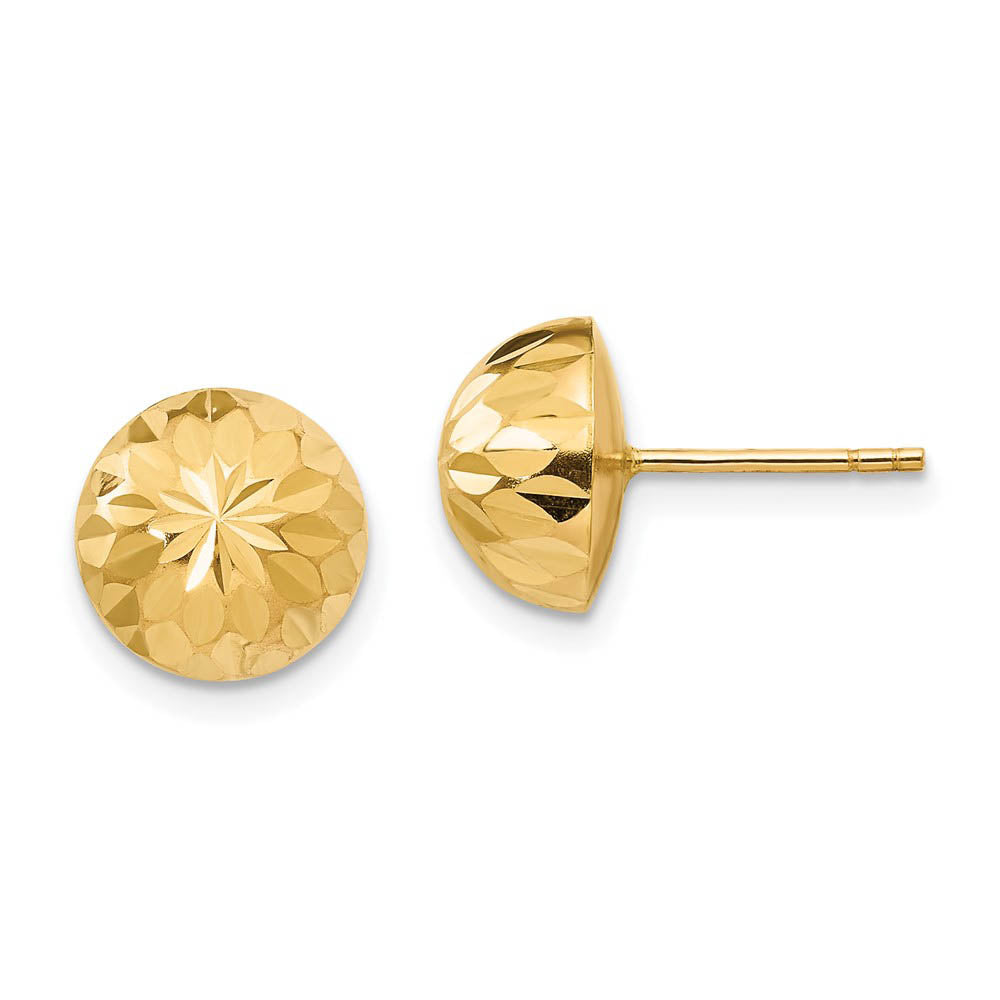 9mm Diamond-cut Half-Ball Post Earrings in 14k Yellow Gold, Item E10182 by The Black Bow Jewelry Co.