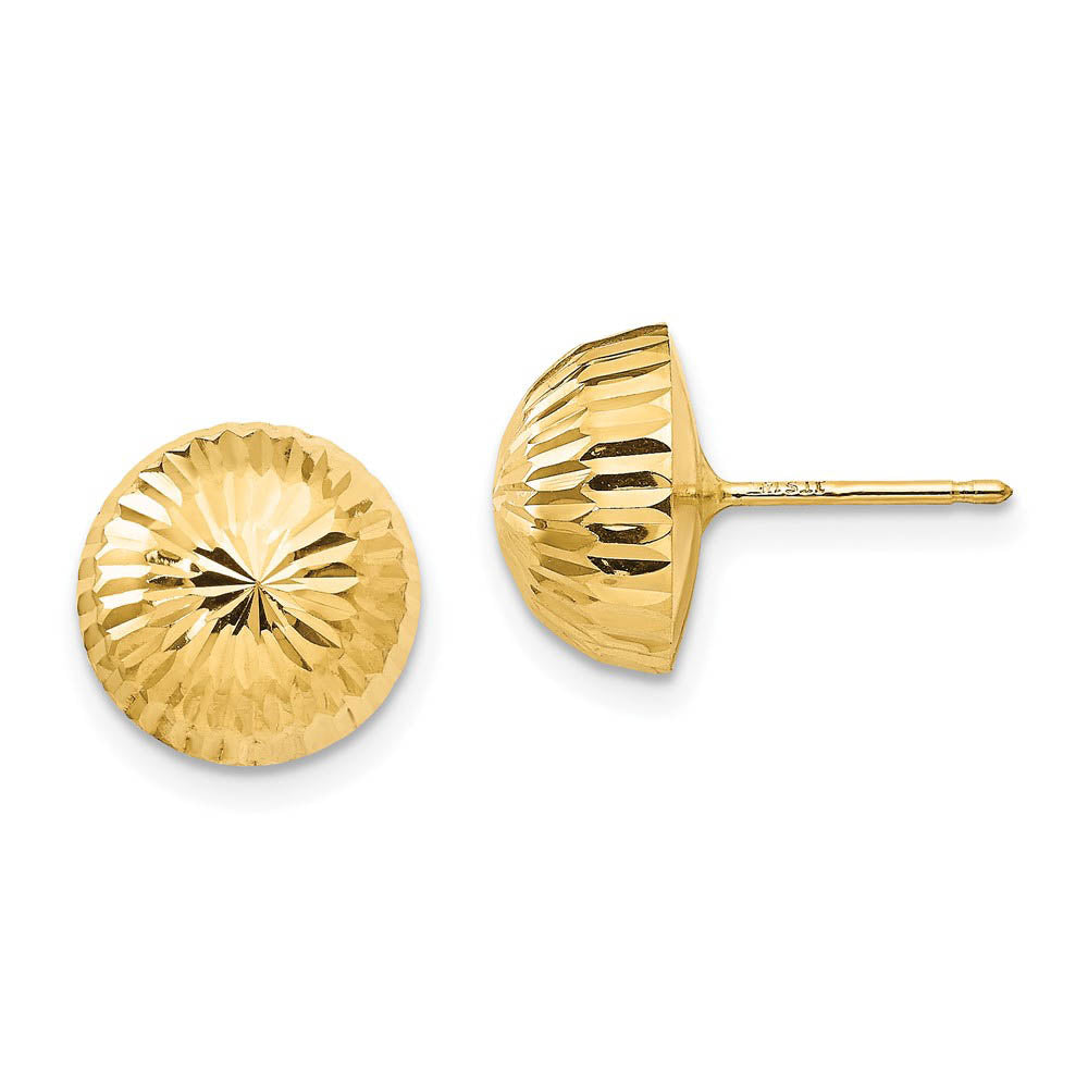 10mm Diamond-cut Half-Ball Post Earrings in 14k Yellow Gold, Item E10183 by The Black Bow Jewelry Co.