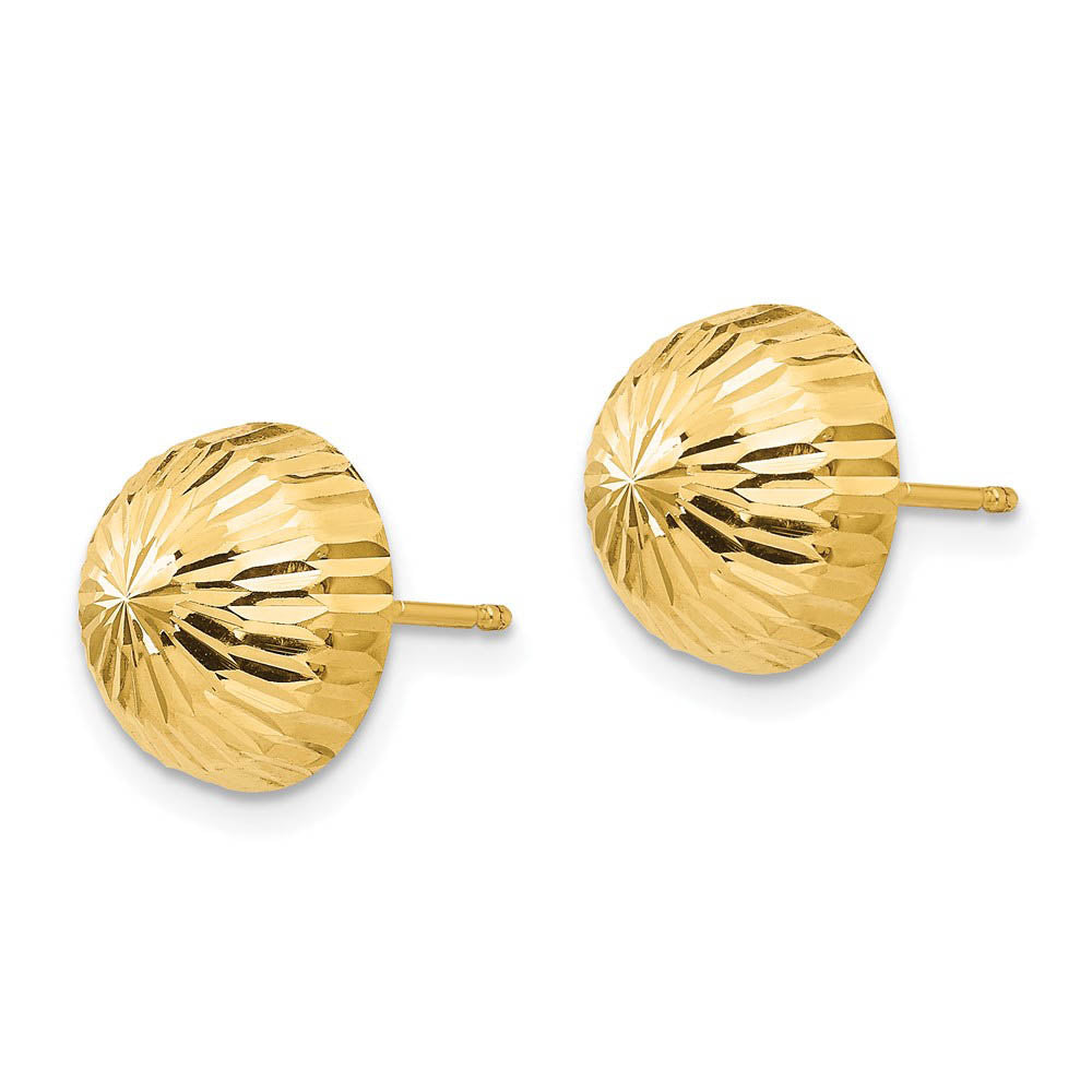 Alternate view of the 10mm Diamond-cut Half-Ball Post Earrings in 14k Yellow Gold by The Black Bow Jewelry Co.