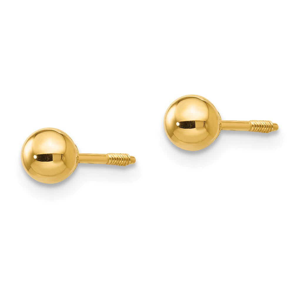 Alternate view of the Reversible 4mm Polished Ball Screw Back Earrings in 14k Yellow Gold by The Black Bow Jewelry Co.