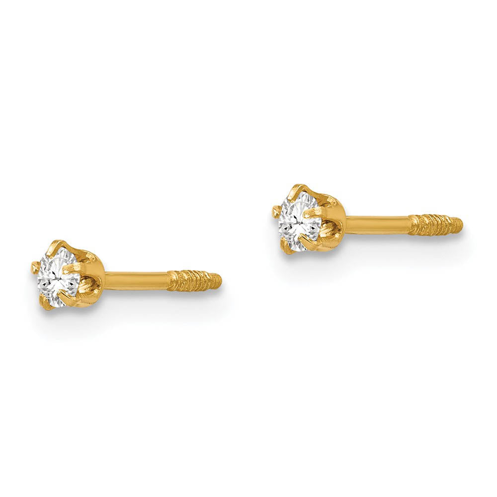 Alternate view of the Kids 14k Yellow Gold & Crystal Reversible 3mm Ball Screw Back Earrings by The Black Bow Jewelry Co.