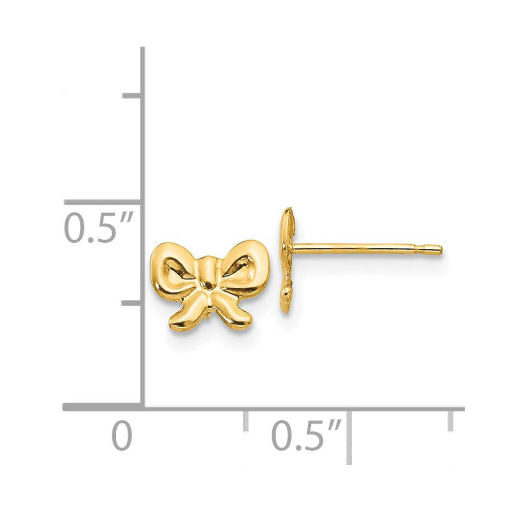 Alternate view of the Children's 14k Yellow Gold Small Polished Bow Post Earrings by The Black Bow Jewelry Co.