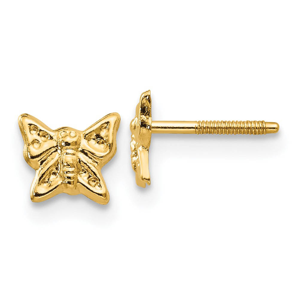 Kids 5mm Butterfly Screw Back Earrings in 14k Yellow Gold, Item E10265 by The Black Bow Jewelry Co.