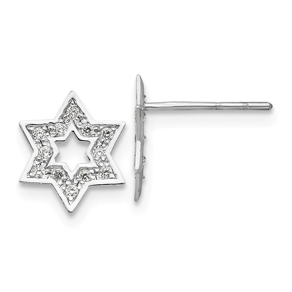 8mm Cubic Zirconia Star of David Post Earrings in 14k White Gold, Item E10280 by The Black Bow Jewelry Co.