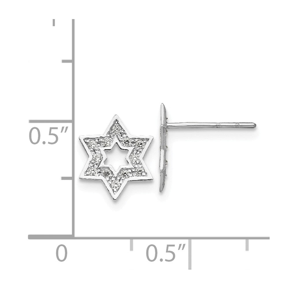 Alternate view of the 8mm Cubic Zirconia Star of David Post Earrings in 14k White Gold by The Black Bow Jewelry Co.