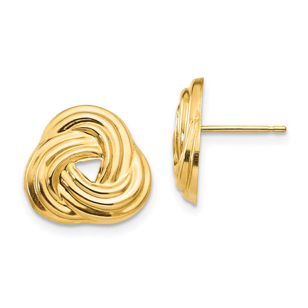 13mm Love Knot Post Earrings in 14k Yellow Gold, Item E10425 by The Black Bow Jewelry Co.