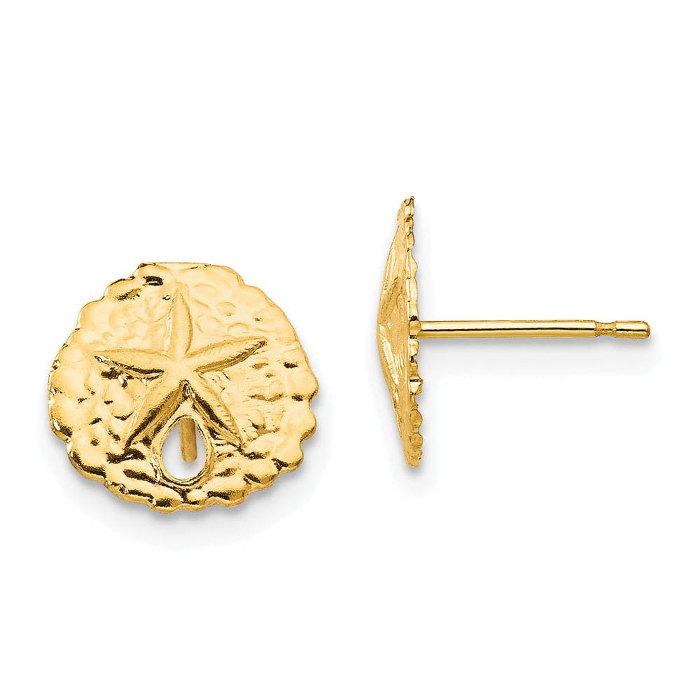 Kids 9mm 14k Yellow Gold Sand Dollar Post Earrings, Item E10445 by The Black Bow Jewelry Co.