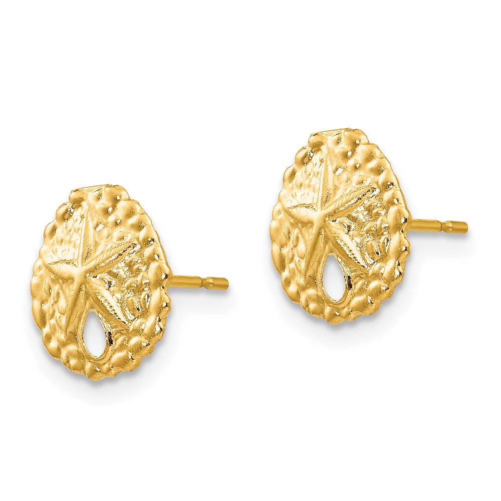 Alternate view of the Kids 9mm 14k Yellow Gold Sand Dollar Post Earrings by The Black Bow Jewelry Co.