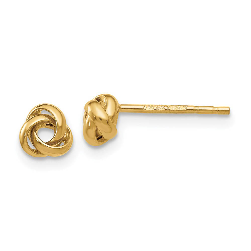 5mm Polished Love Knot Earrings in 14k Yellow Gold, Item E10495 by The Black Bow Jewelry Co.