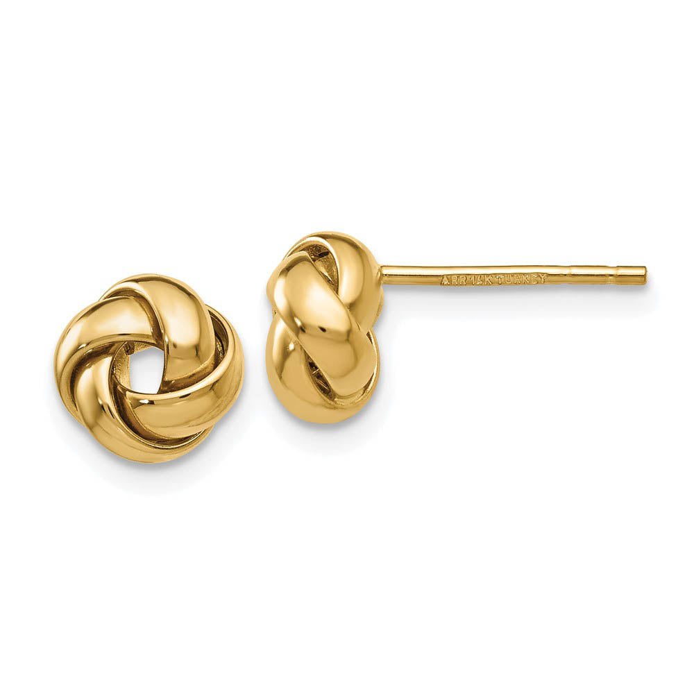 8mm Polished Love Knot Earrings in 14k Yellow Gold, Item E10498 by The Black Bow Jewelry Co.