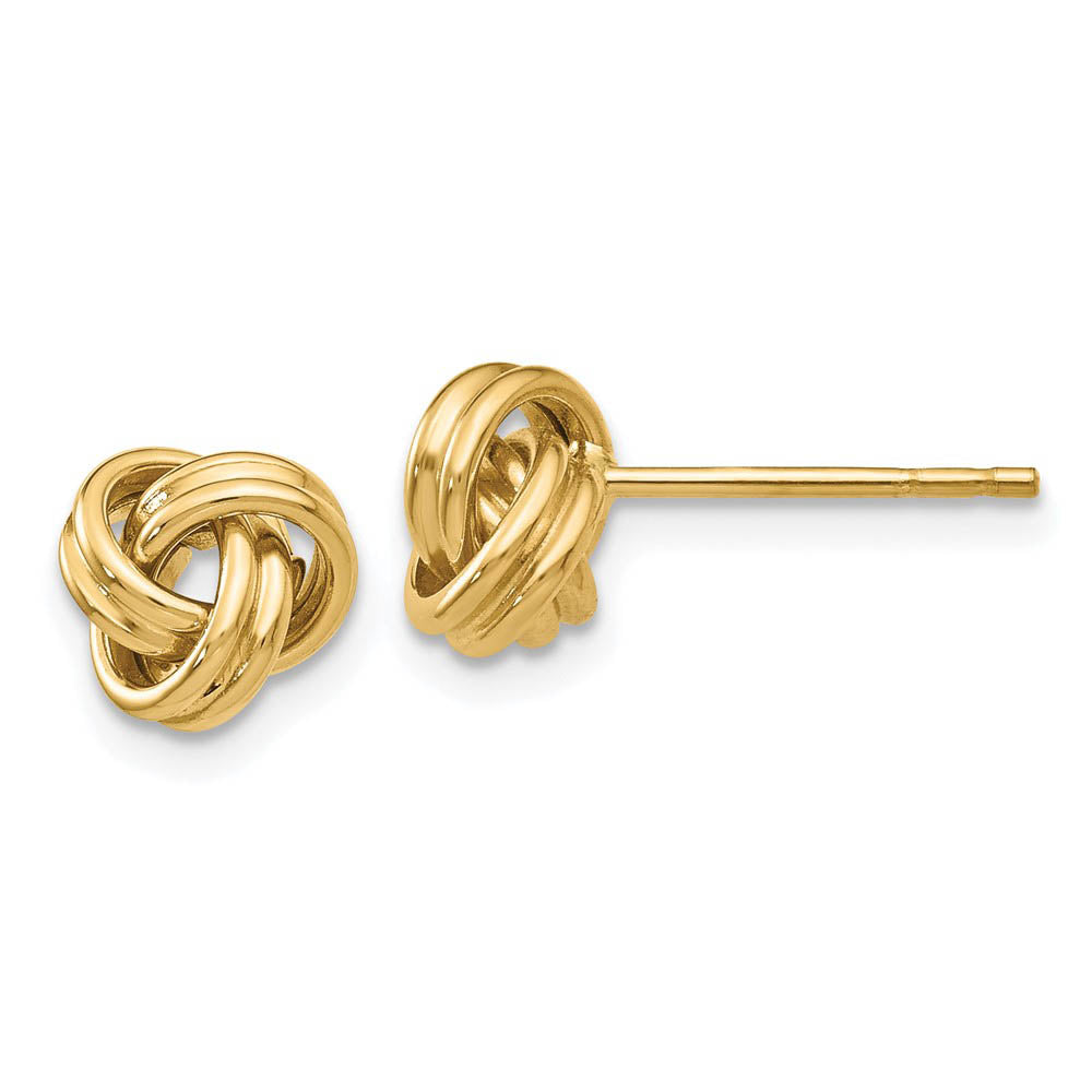 7mm Grooved Love Knot Post Earrings in 14k Yellow Gold, Item E10506 by The Black Bow Jewelry Co.