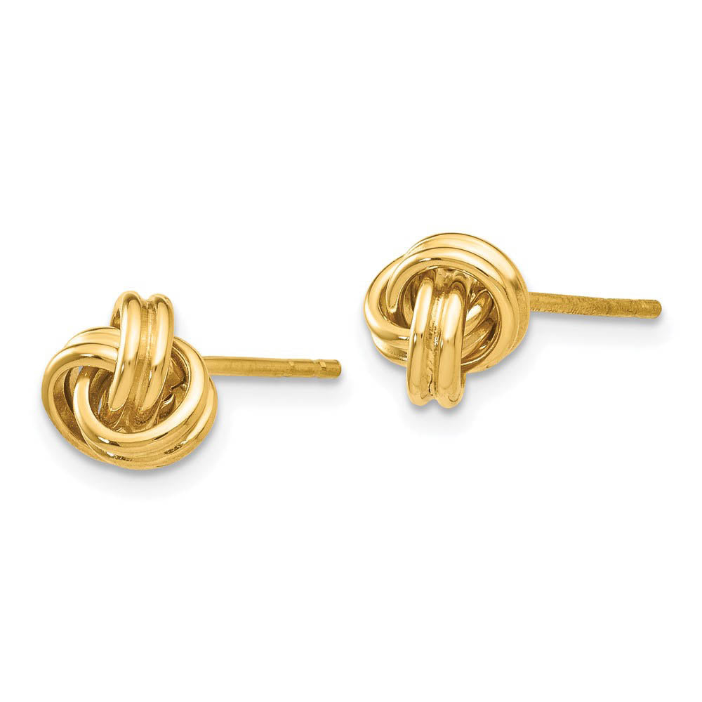 Alternate view of the 7mm Grooved Love Knot Post Earrings in 14k Yellow Gold by The Black Bow Jewelry Co.