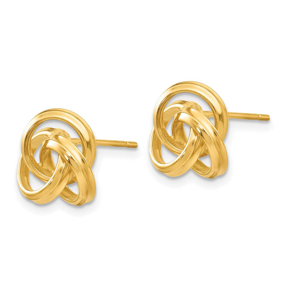 Alternate view of the 10mm Hollow Love Knot Post Earrings in 14k Yellow Gold by The Black Bow Jewelry Co.