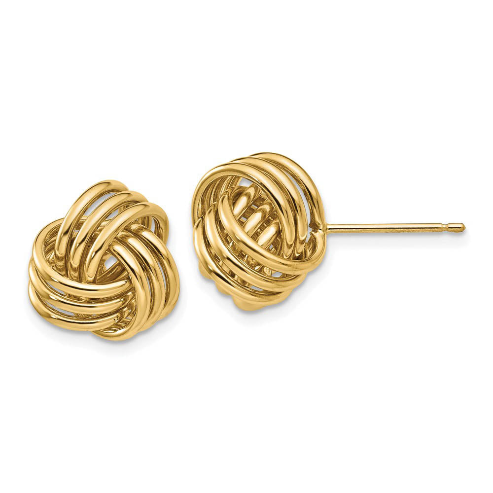 12mm Polished 3D Love Knot Earrings in 14k Yellow Gold, Item E10522 by The Black Bow Jewelry Co.