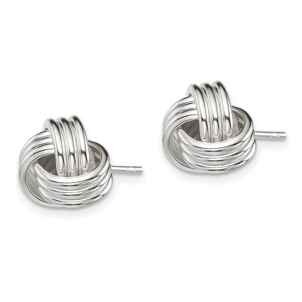 Alternate view of the 12mm Ridged Love Knot Earrings in Sterling Silver by The Black Bow Jewelry Co.