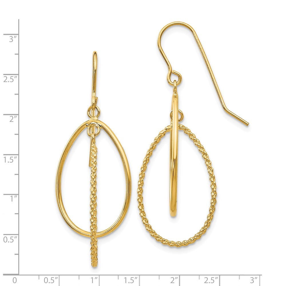 Alternate view of the Polished and Textured Double Oval Dangle Earrings in 14k Yellow Gold by The Black Bow Jewelry Co.