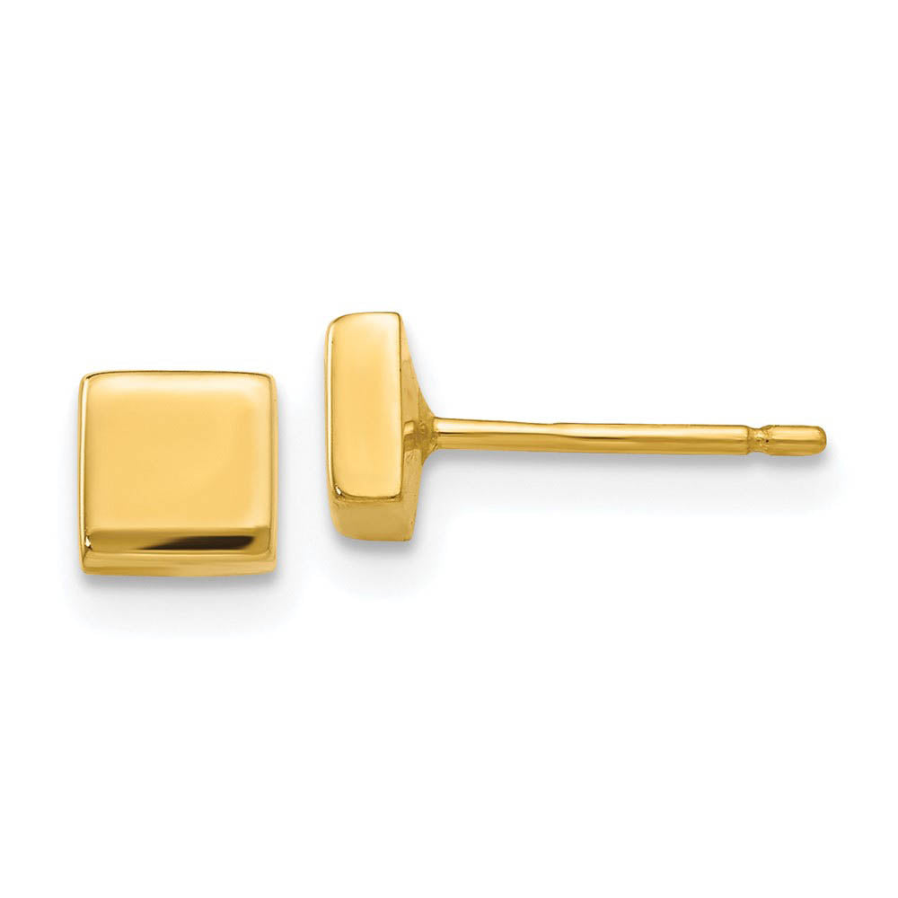 4mm Polished Square Post Earrings in 14k Yellow Gold, Item E10555 by The Black Bow Jewelry Co.