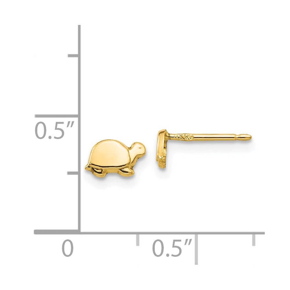 Alternate view of the Kids 6mm Mini Turtle Post Earrings in 14k Yellow Gold by The Black Bow Jewelry Co.