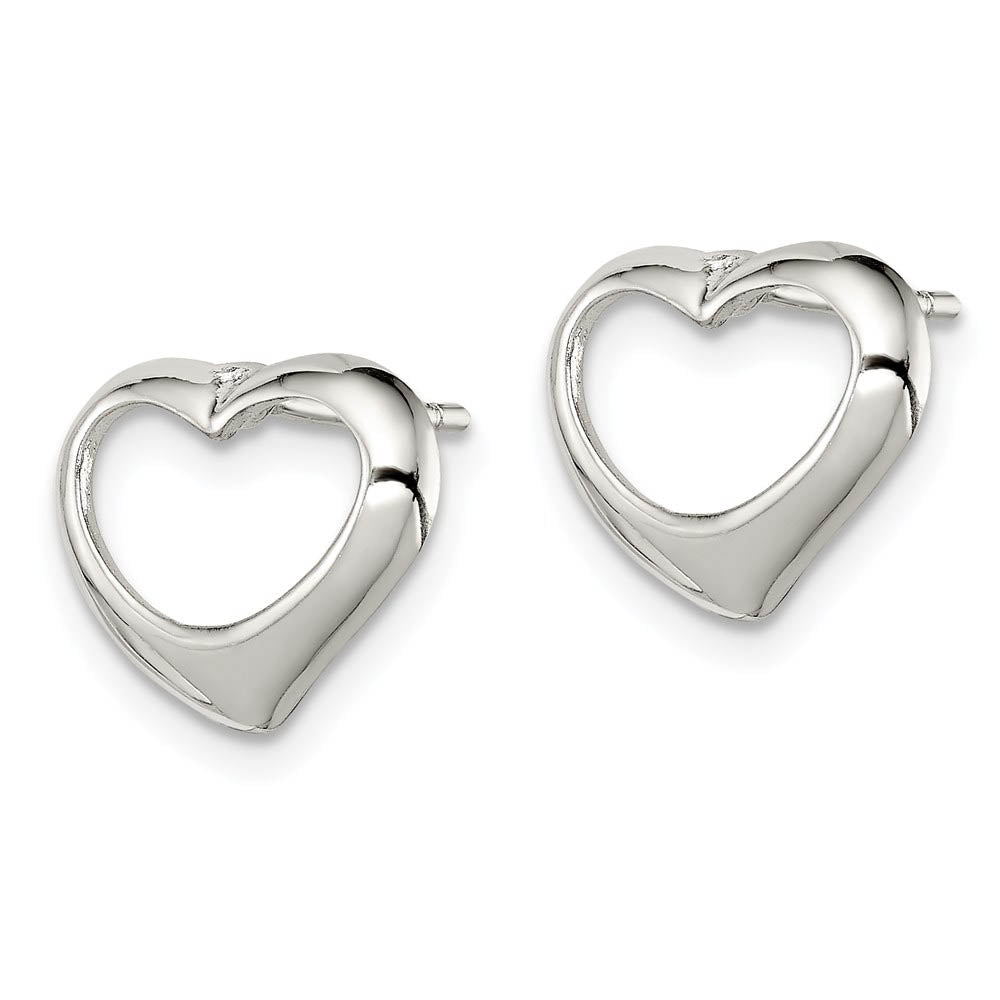 Alternate view of the 12mm Open Heart Post Earrings in Sterling Silver by The Black Bow Jewelry Co.